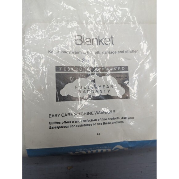 Quiltex Bear Balloon Baby Blanket Soft Acrylic Satin Trim NWT Vintage NEW - Picture 6 of 9